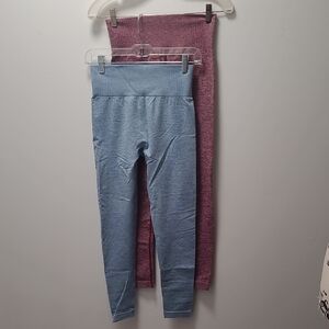 2 Pack Of No Outer Seam Leggings - Blue and Red